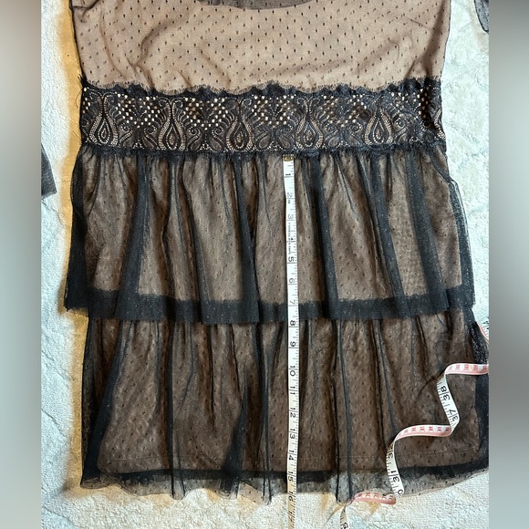 Zara Black Lace Mesh Dress with Bell Sleeves - Picture 5 of 6